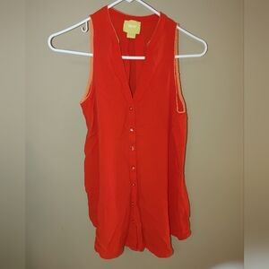 Maeve Orange Button Down Blouse, Size 4